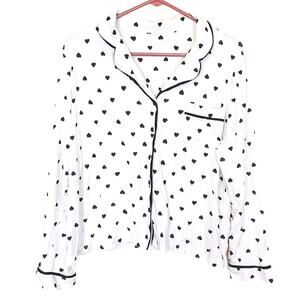 Kate Spade Polka Dot Heart Bed Shirt Long Sleeve Comfy Size Medium M Pocket